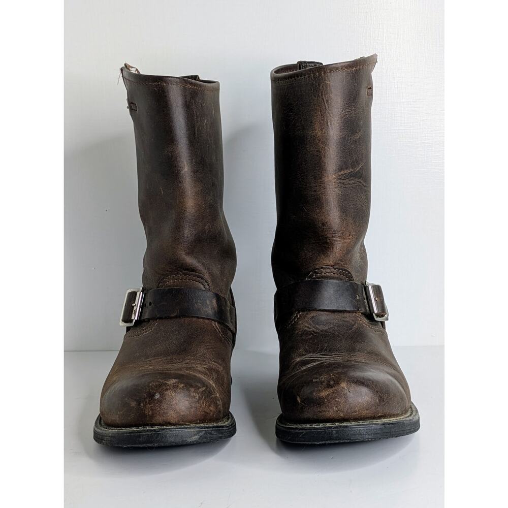 Frye Engineer 12R Boots 8 Brown Leather Tall Moto Buckle Vintage Patina USA - Picture 4 of 16